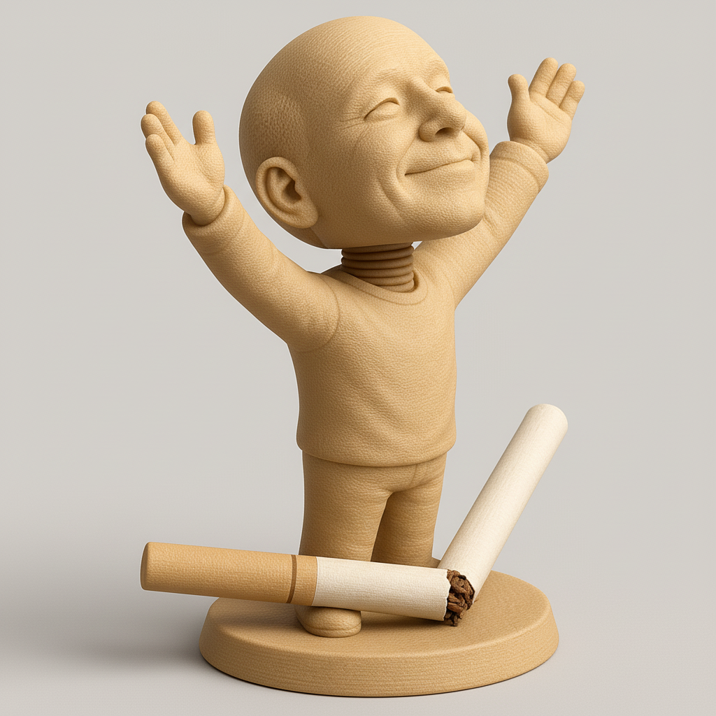 silhouette 3d printer maker-3d portrait printing_Joyful Figure Celebrating Freedom from Smoking