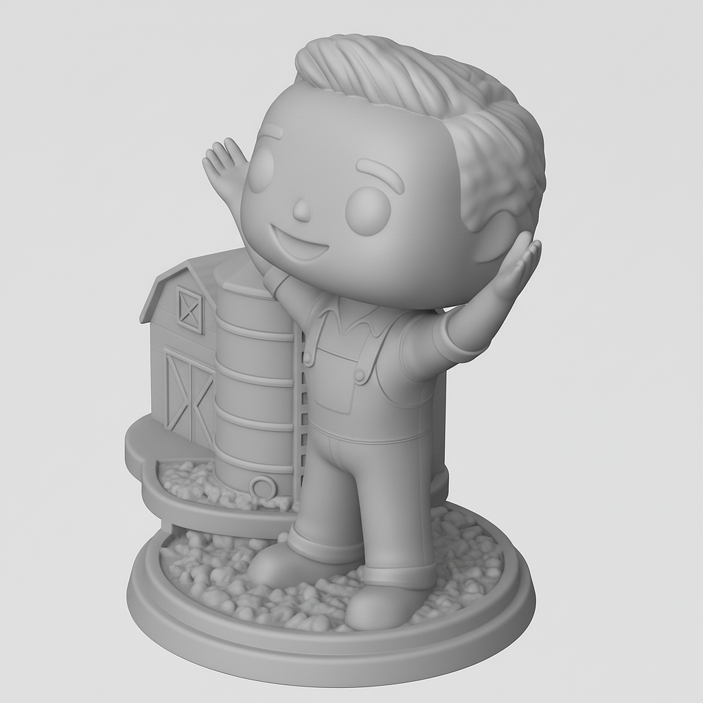 face to 3d model ai-3D portrait printing from photo_Cultivate Joy: Funko Style Farmer & Farm Diorama