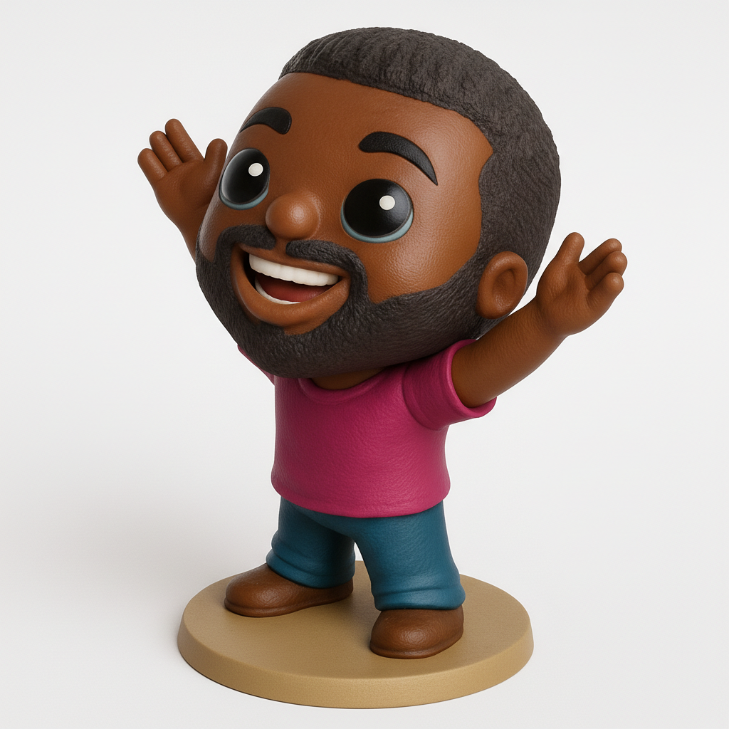 face anatomy 3d model-create 3d face model from photo_Joyful Bearded Man Figurine with Open Arms