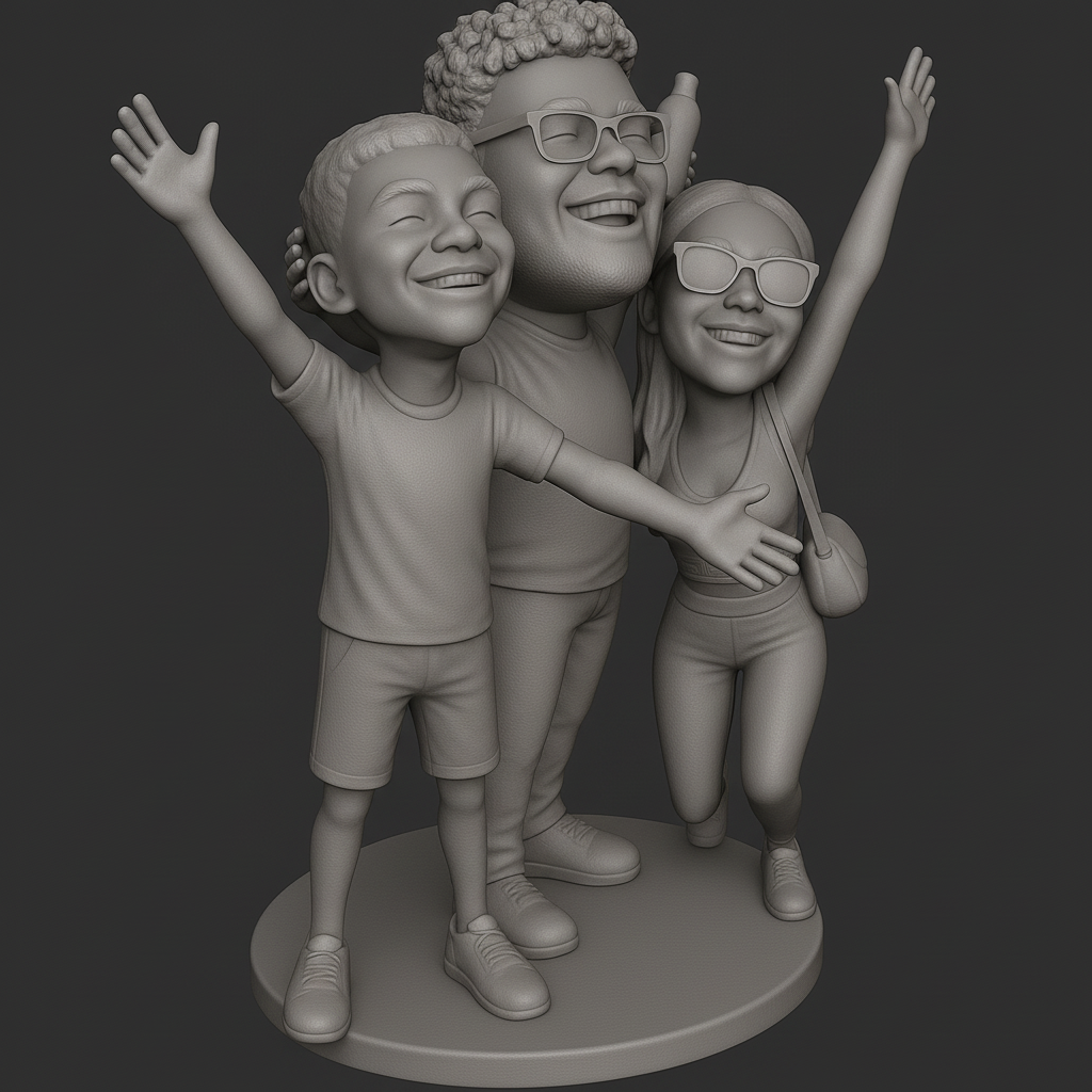 face anatomy 3d model-create 3d face model from photo_Joyful Family Statue - Perfect for 3D Printing!
