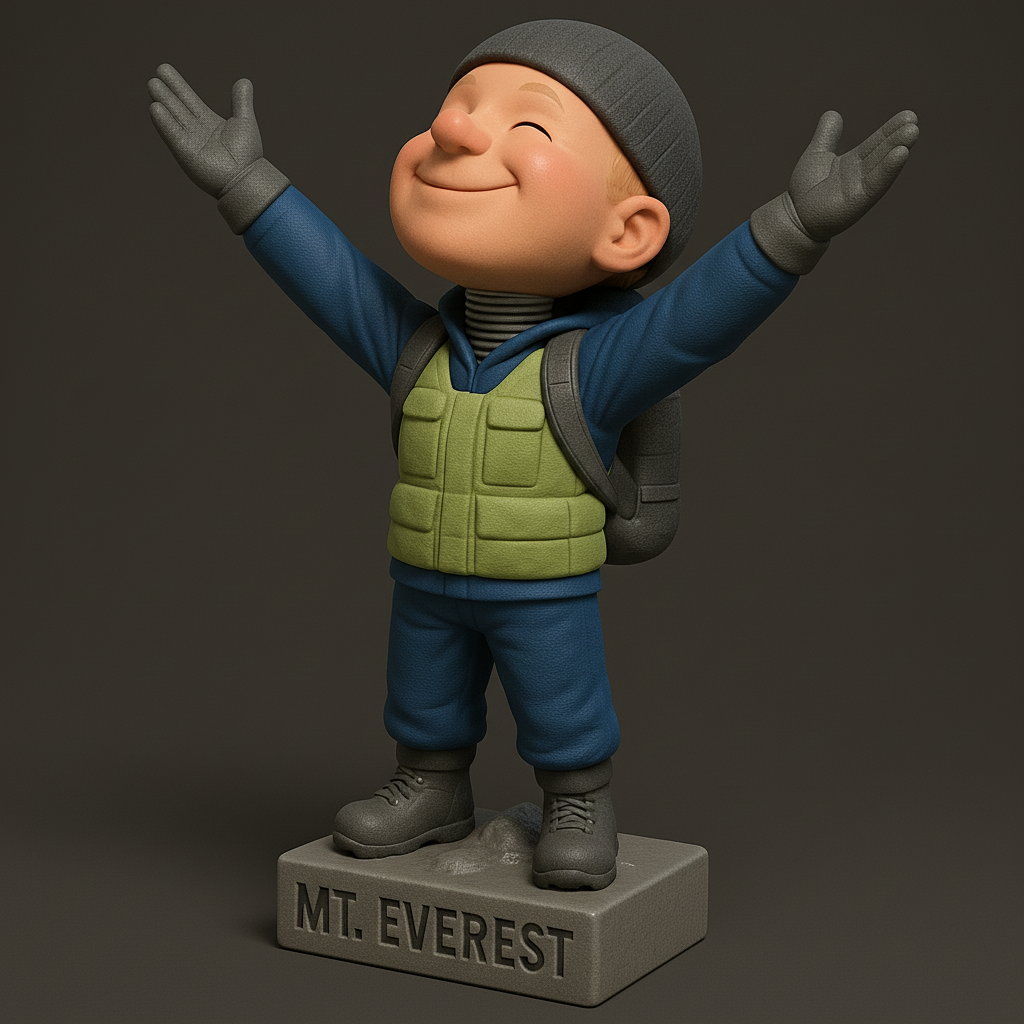 silhouette 3d printer maker-3d portrait printing_Joyful Adventurer on Mt. Everest Base