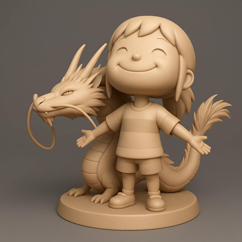silhouette 3d printer maker-3d portrait printing_Charming Dragon Buddy Figurine