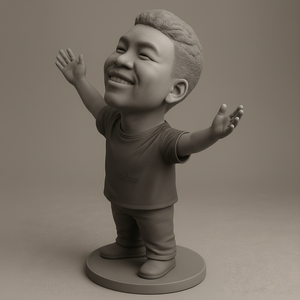 face to 3d model ai-3D portrait printing from photo_Spreading Joy: Open Arms Child Collectible 3D Print