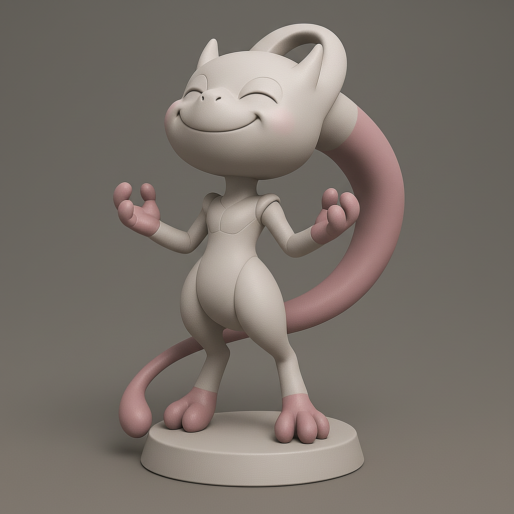 face anatomy 3d model-create 3d face model from photo_Adorable 3D Mew Figure for Printing