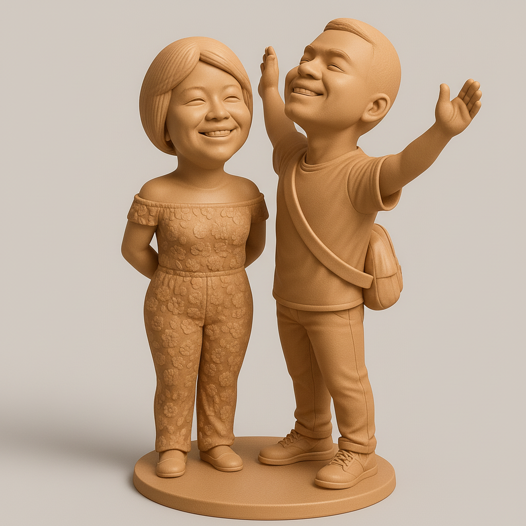 silhouette 3d printer maker-3d portrait printing_Joyful Kids Figurine for 3D Printing