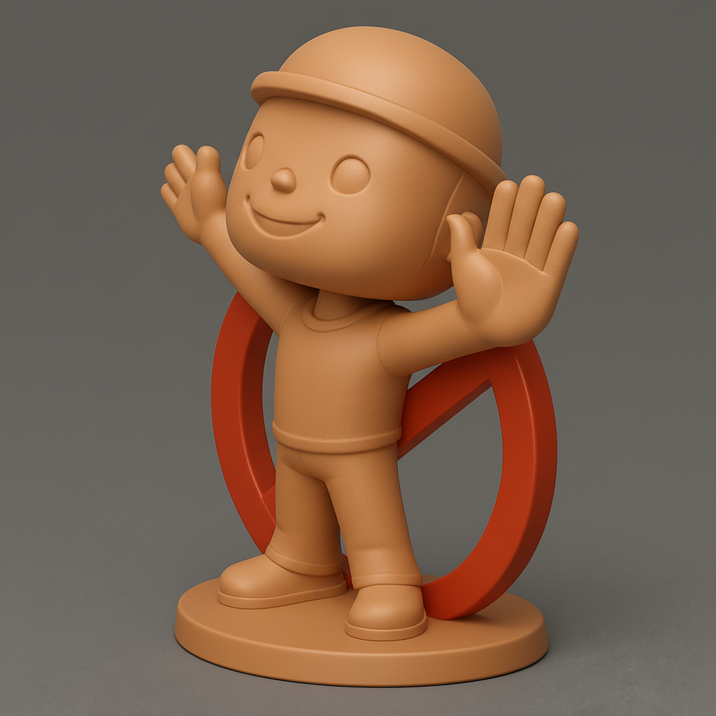 face to 3d model ai-3D portrait printing from photo_Smiley Safety Buddy: Peace & Protection Desk Art