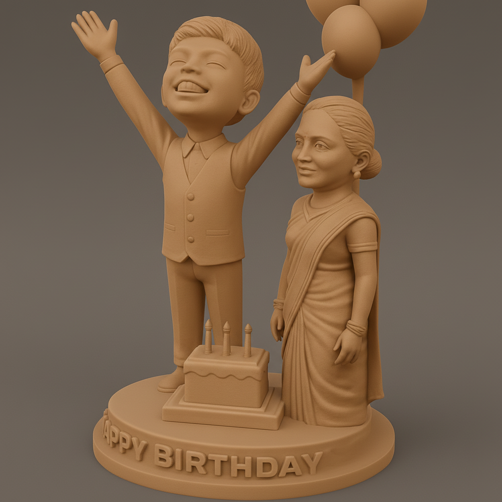 silhouette 3d printer maker-3d portrait printing_Joyful Family Birthday Figurine - A Special Keepsake