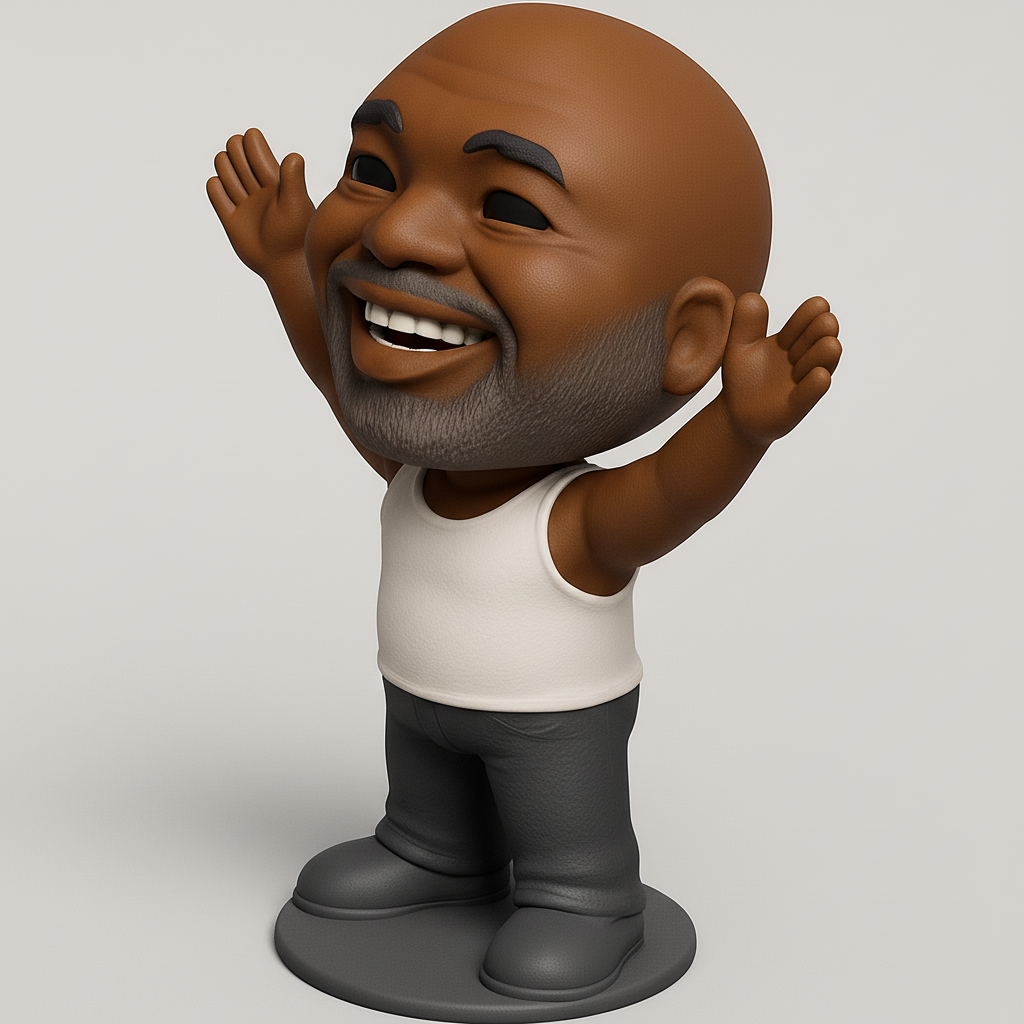 face to 3d model ai-3D portrait printing from photo_Positive Vibes Desk Buddy: Happy Man Figure