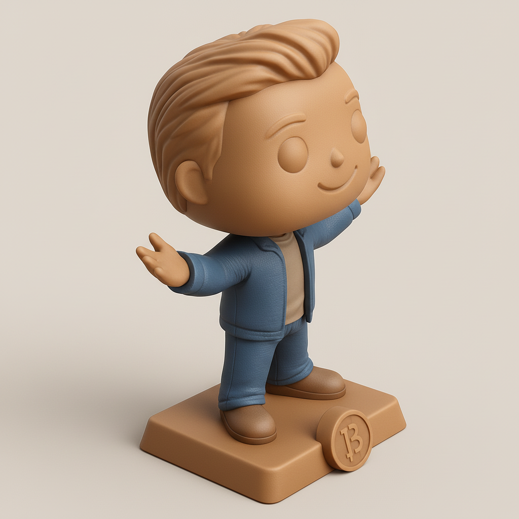 face to 3d model ai-3D portrait printing from photo_Smiling Crypto HODLer: Funko-Style Bitcoin Collectible