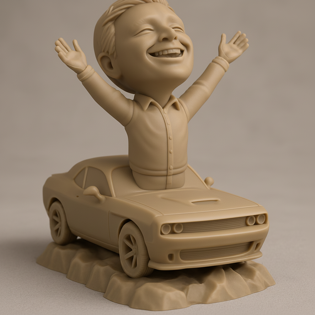 face anatomy 3d model-create 3d face model from photo_Joyful Challenger Driver Figurine: Celebrate Success!