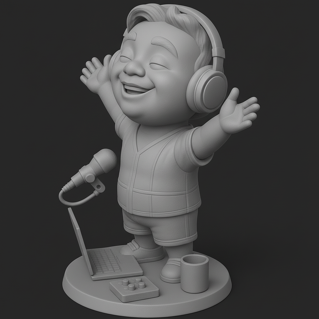 silhouette 3d printer maker-3d portrait printing_Joyful Streaming Character with Accessories