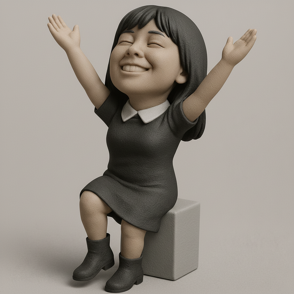 silhouette 3d printer maker-3d portrait printing_Uplifting Joyful Desk Figurine - Embrace Happiness!