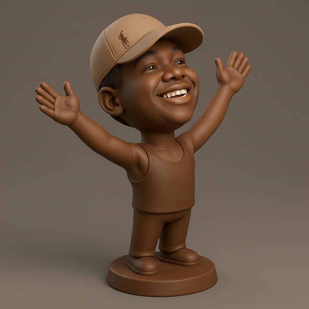 face anatomy 3d model-create 3d face model from photo_Joyful Kid Figurine with Arms Raised