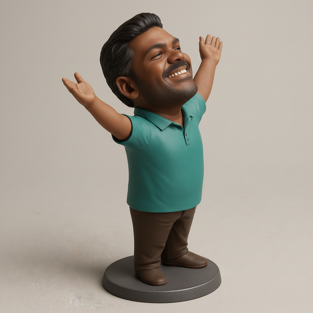 silhouette 3d printer maker-3d portrait printing_Joyful Man Bobblehead: Embrace Happiness