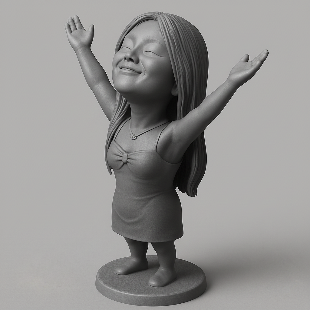 face anatomy 3d model-create 3d face model from photo_Joyful Girl Statue - Celebrate Happiness!