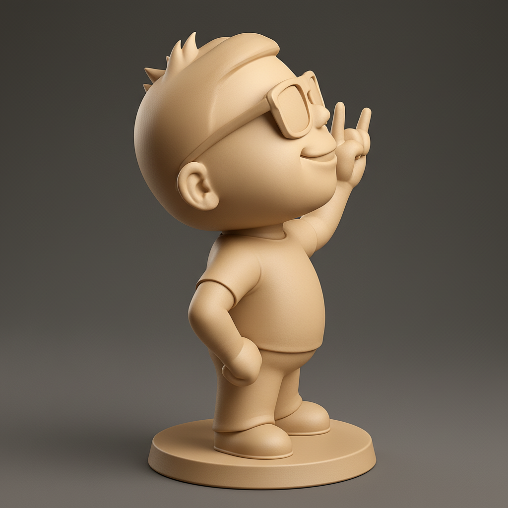 face to 3d model ai-3D portrait printing from photo_Rock On! Fun Sunglasses Boy 3D Print Figurine