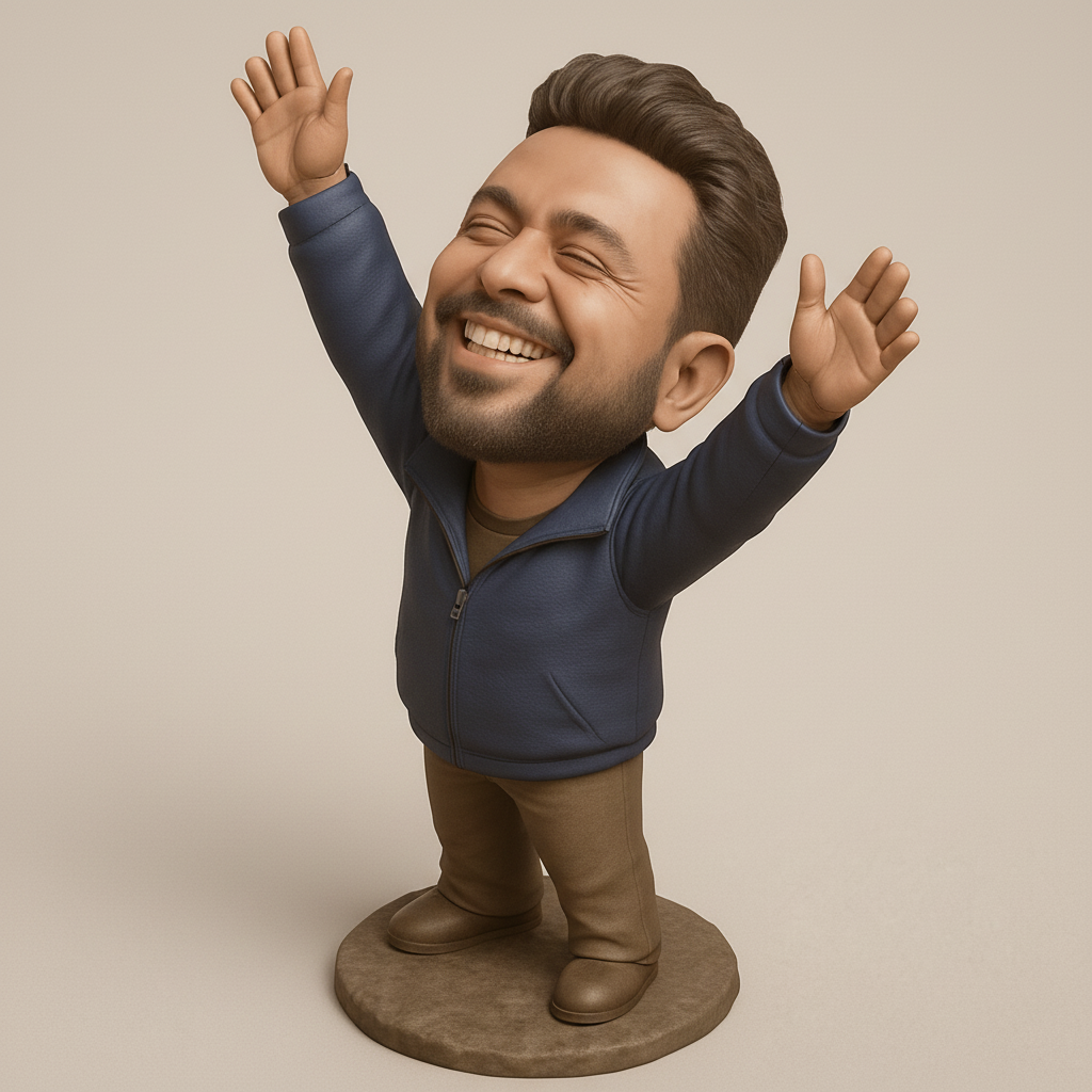 face anatomy 3d model-create 3d face model from photo_Uplifting Happy Man Figure - Spread Joy & Positivity!