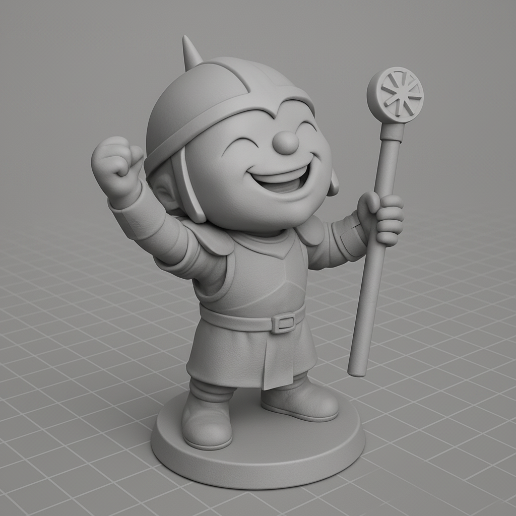 face to 3d model ai-3D portrait printing from photo_Smiling Fantasy Knight Figurine - Epic Desktop Buddy!