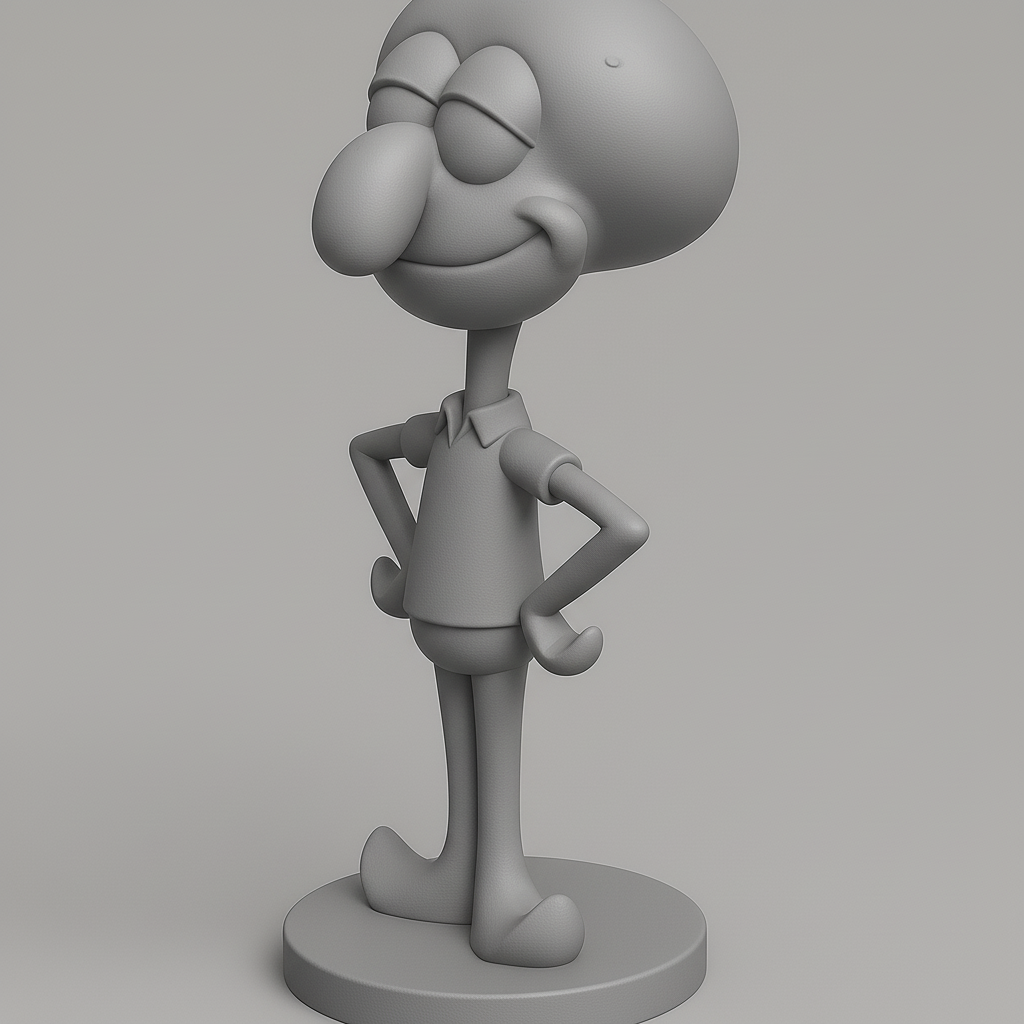 silhouette 3d printer maker-3d portrait printing_Cheerful Cartoon Character Statue