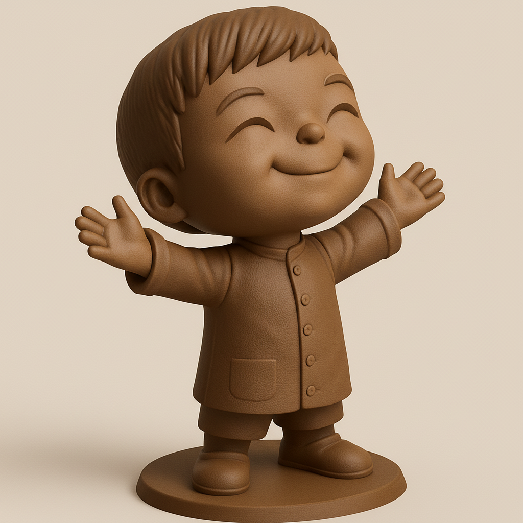 face anatomy 3d model-create 3d face model from photo_Happy Hug Boy Figurine - Spread Joy & Positivity!