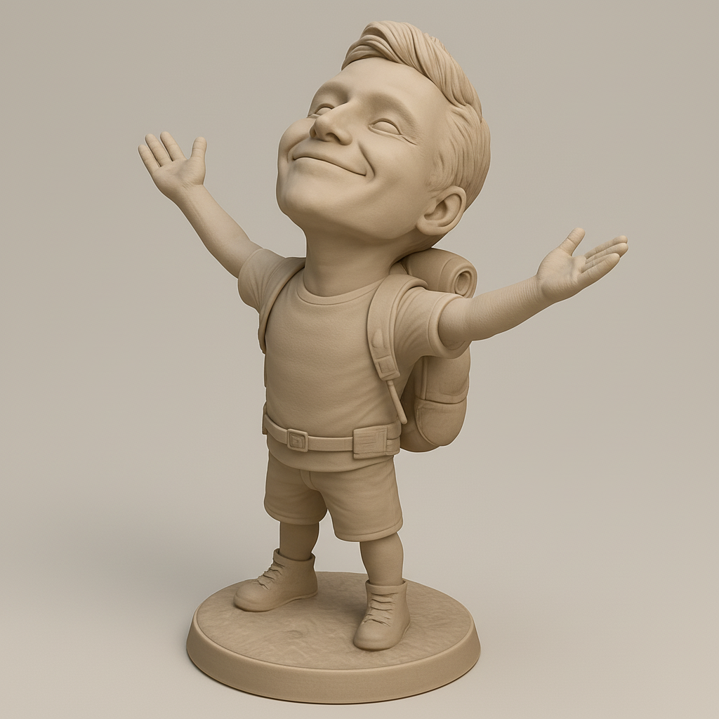 face to 3d model ai-3D portrait printing from photo_Joyful Explorer: Happy Adventurer 3D Print