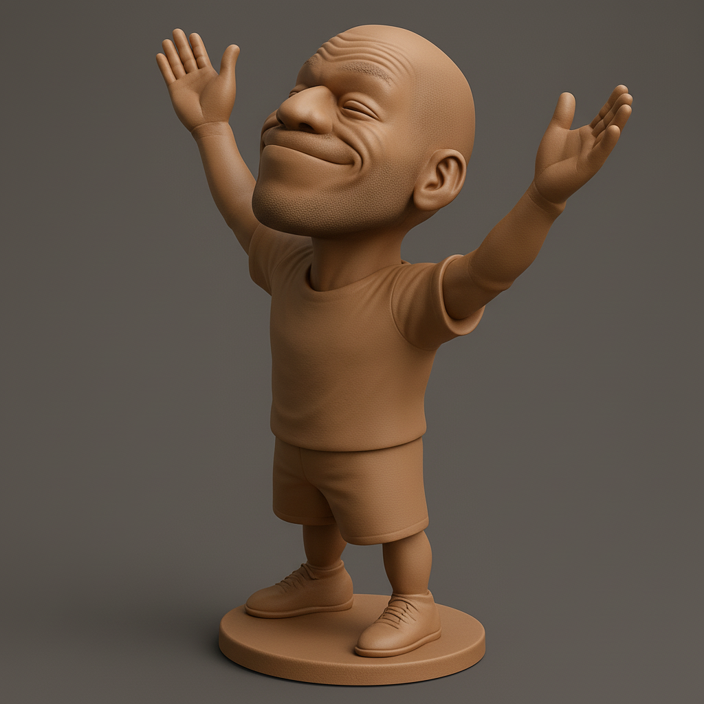 face to 3d model ai-3D portrait printing from photo_Happy Guy Figurine - Uplifting Desk Buddy