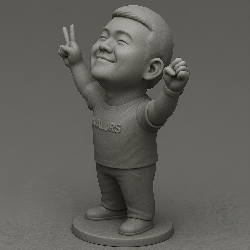 silhouette 3d printer maker-3d portrait printing_Joyful Victory Pose Figurine