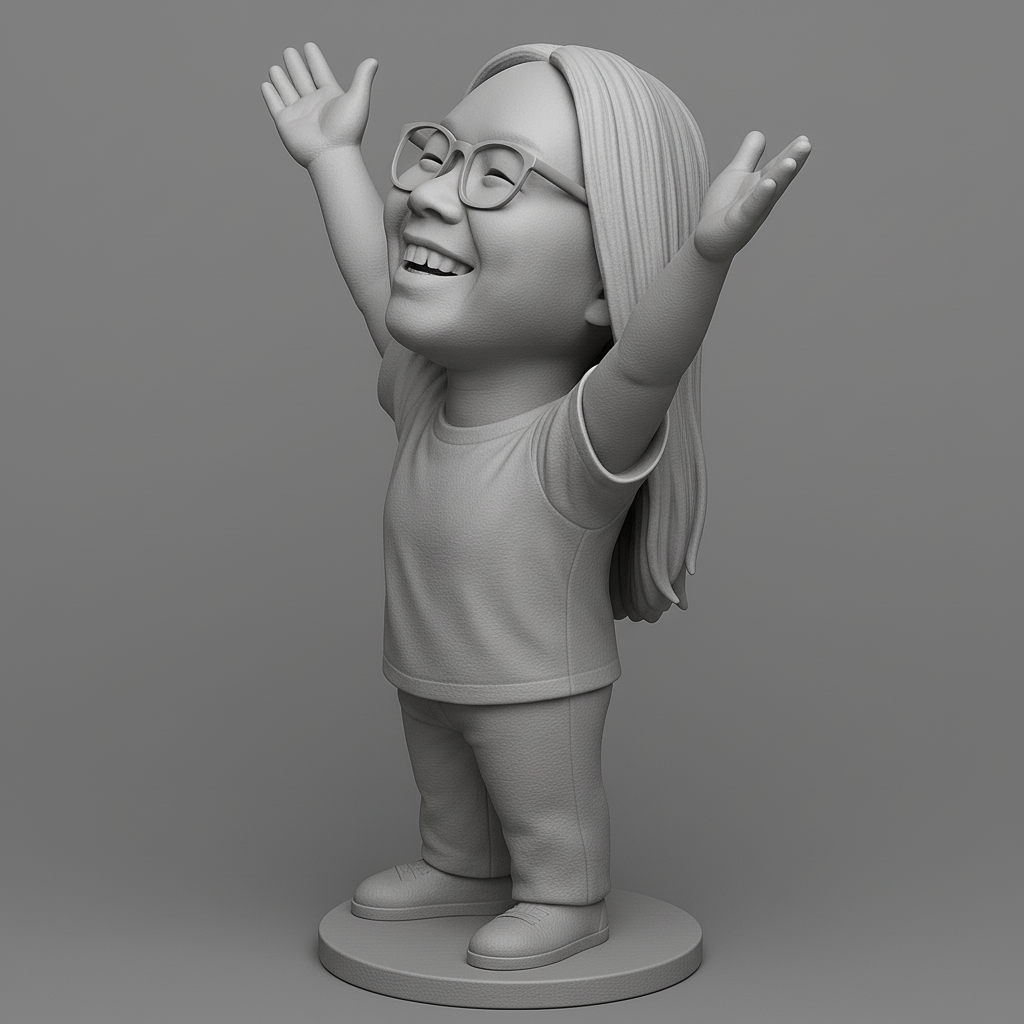 face anatomy 3d model-create 3d face model from photo_Joyful 3D Figurine with Outstretched Arms