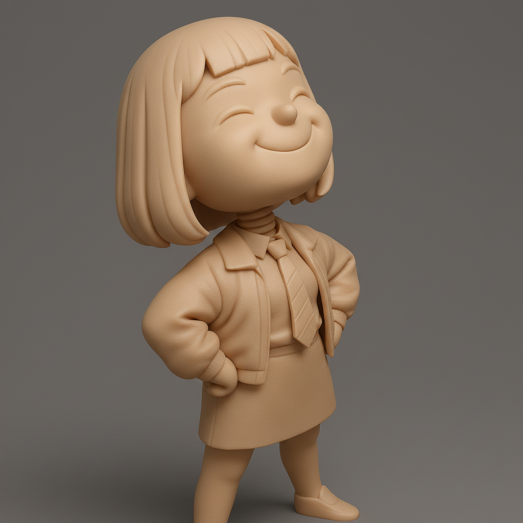 silhouette 3d printer maker-3d portrait printing_Charming Confident Girl Figurine