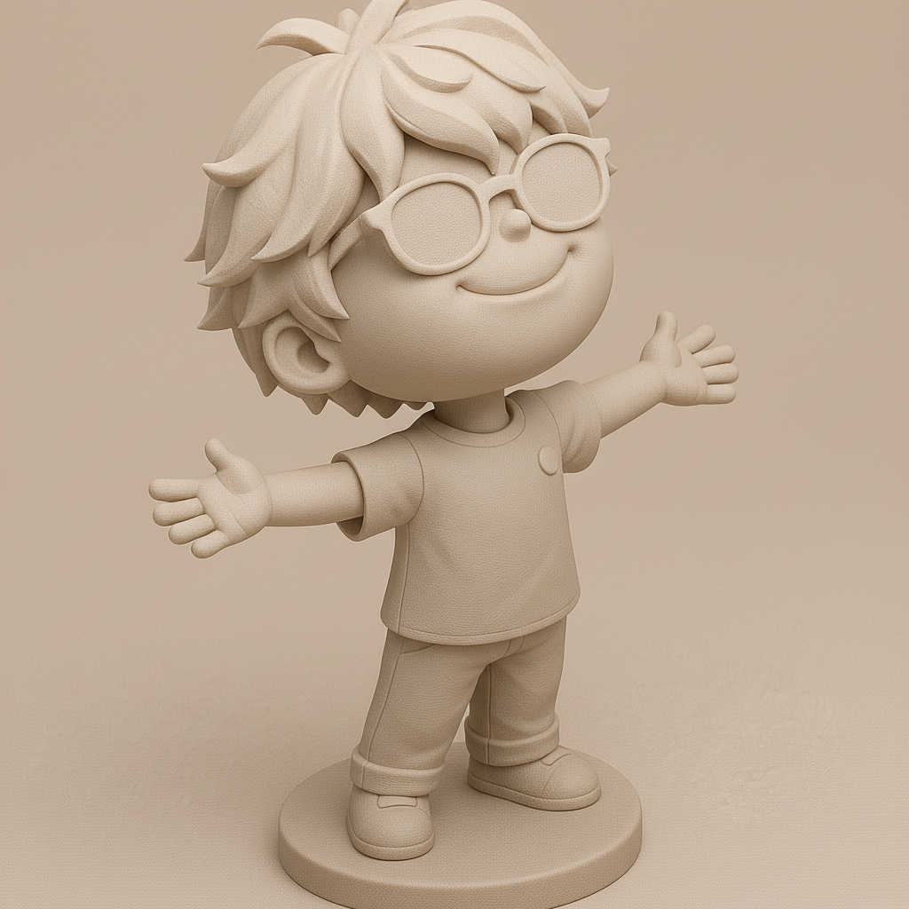 face anatomy 3d model-create 3d face model from photo_Cheerful 3D Kid Figurine with Sunglasses