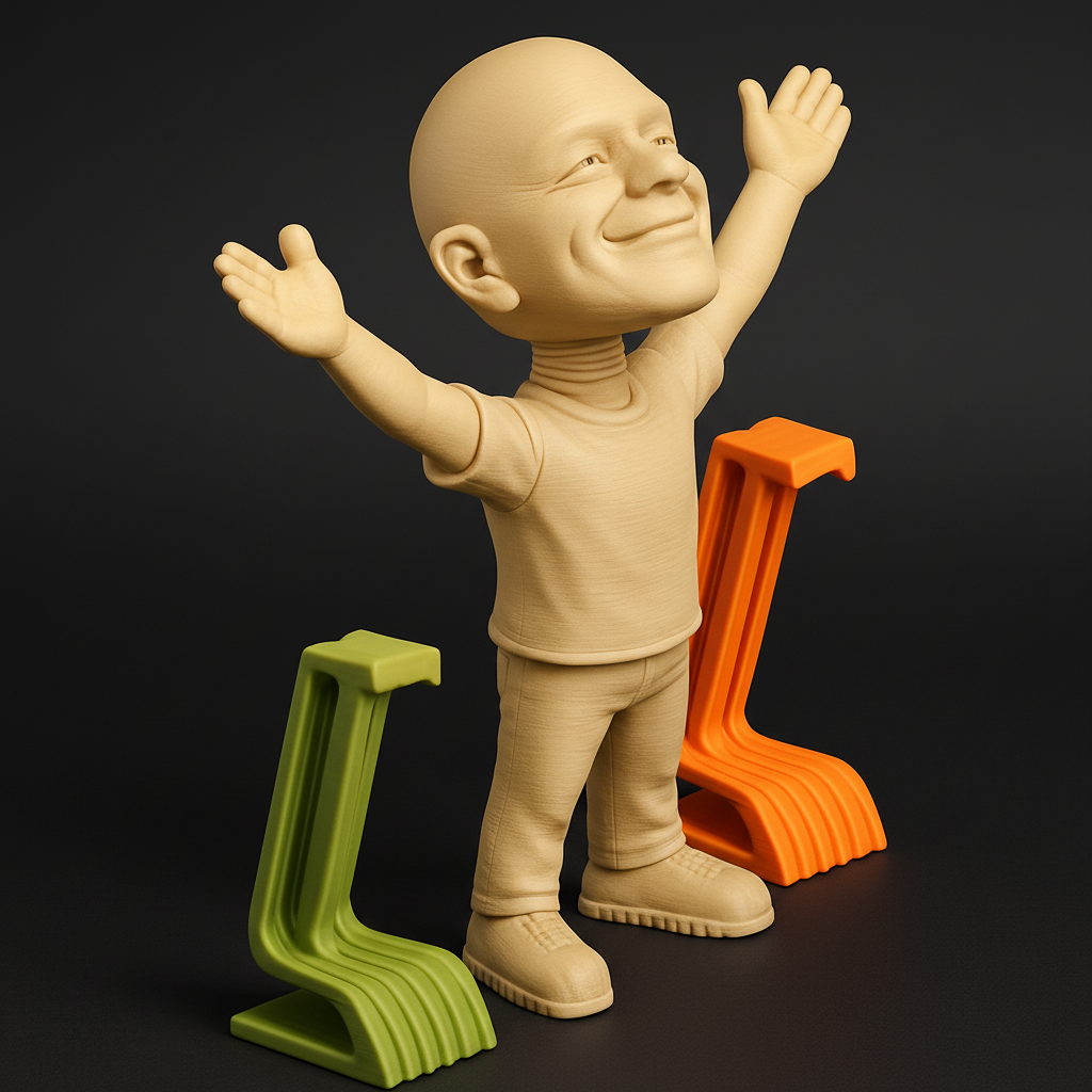 face to 3d model ai-3D portrait printing from photo_Open Arms Joy Figure with Stylish Desk Organizers