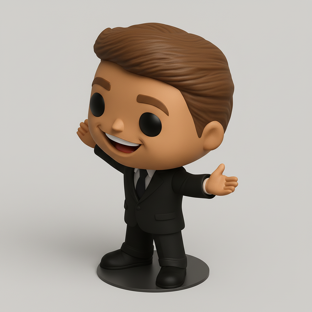 face to 3d model ai-3D portrait printing from photo_Smiling Businessman Funko Style - Print Your Desk Buddy!