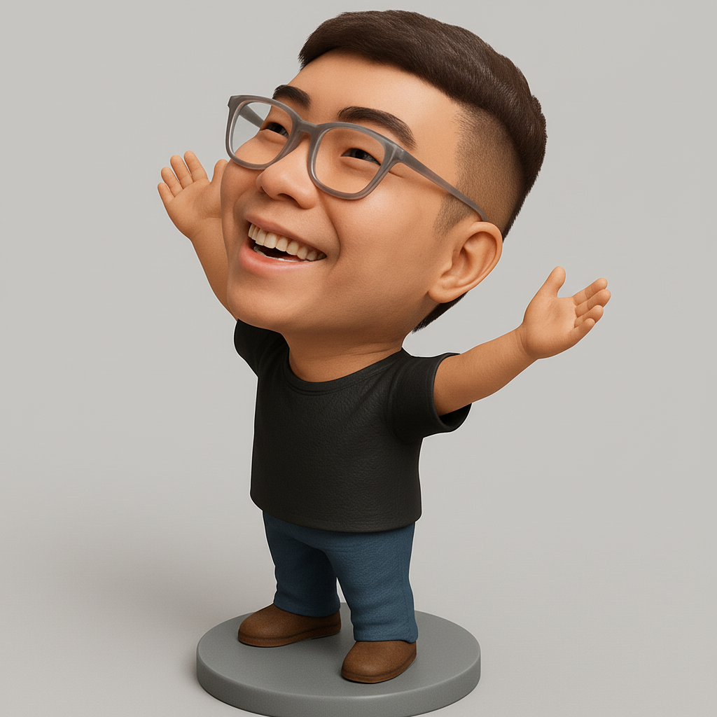 silhouette 3d printer maker-3d portrait printing_Joyful Bobblehead Figurine - Print Happiness!