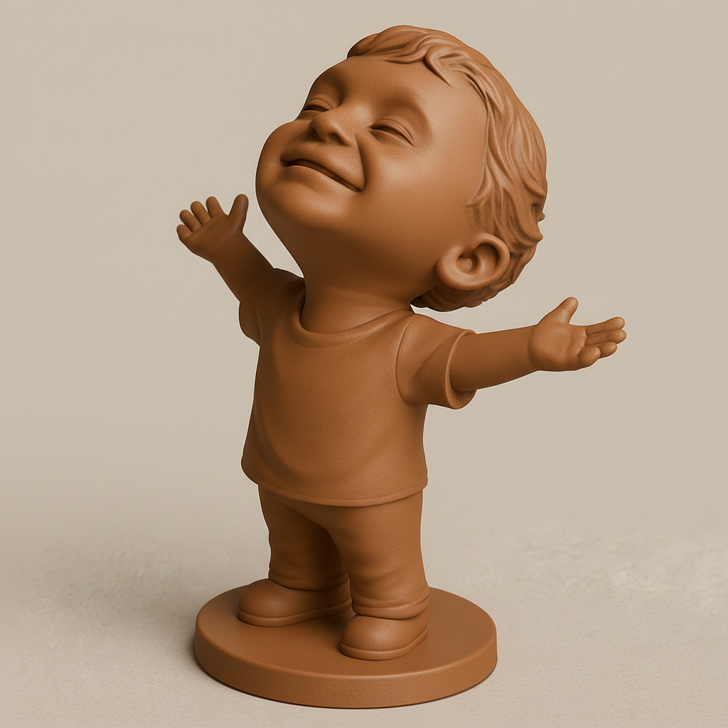 silhouette 3d printer maker-3d portrait printing_Cheerful Child Figurine: A Symbol of Pure Joy!