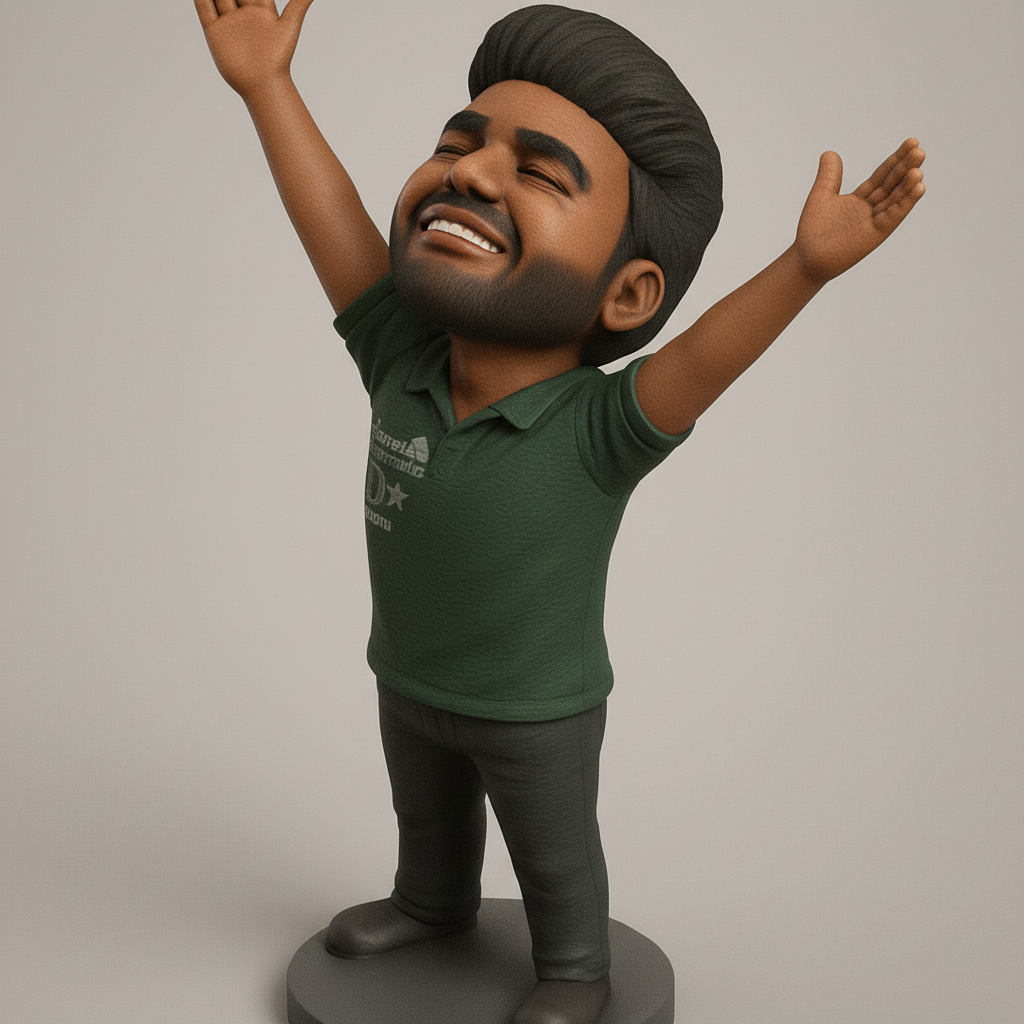 face anatomy 3d model-create 3d face model from photo_Uplifting Joyful Man Caricature: Celebrate Success!