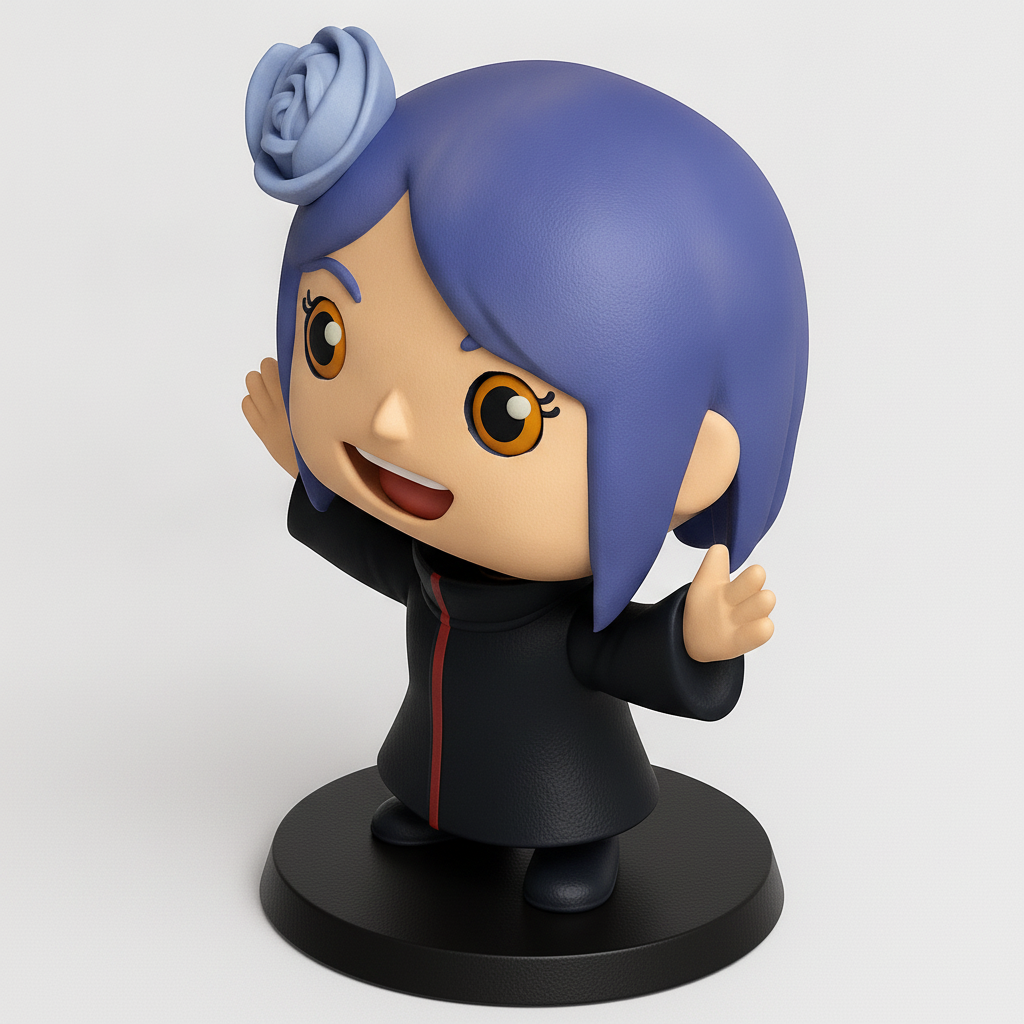 face anatomy 3d model-create 3d face model from photo_Konan Akatsuki Bobblehead: Naruto Fan Art 3D Print Fun
