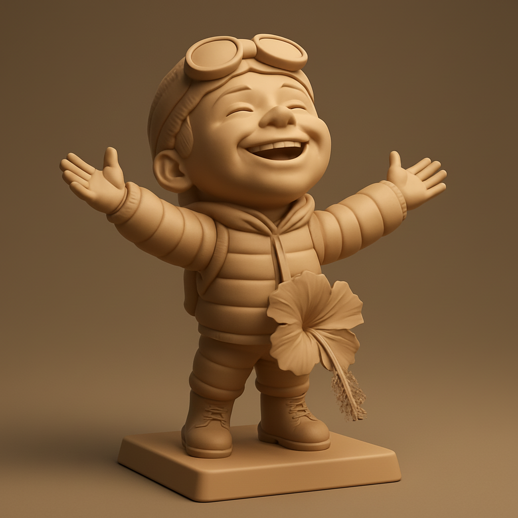 face to 3d model ai-3D portrait printing from photo_Cheerful Explorer Figurine - Print Happiness!