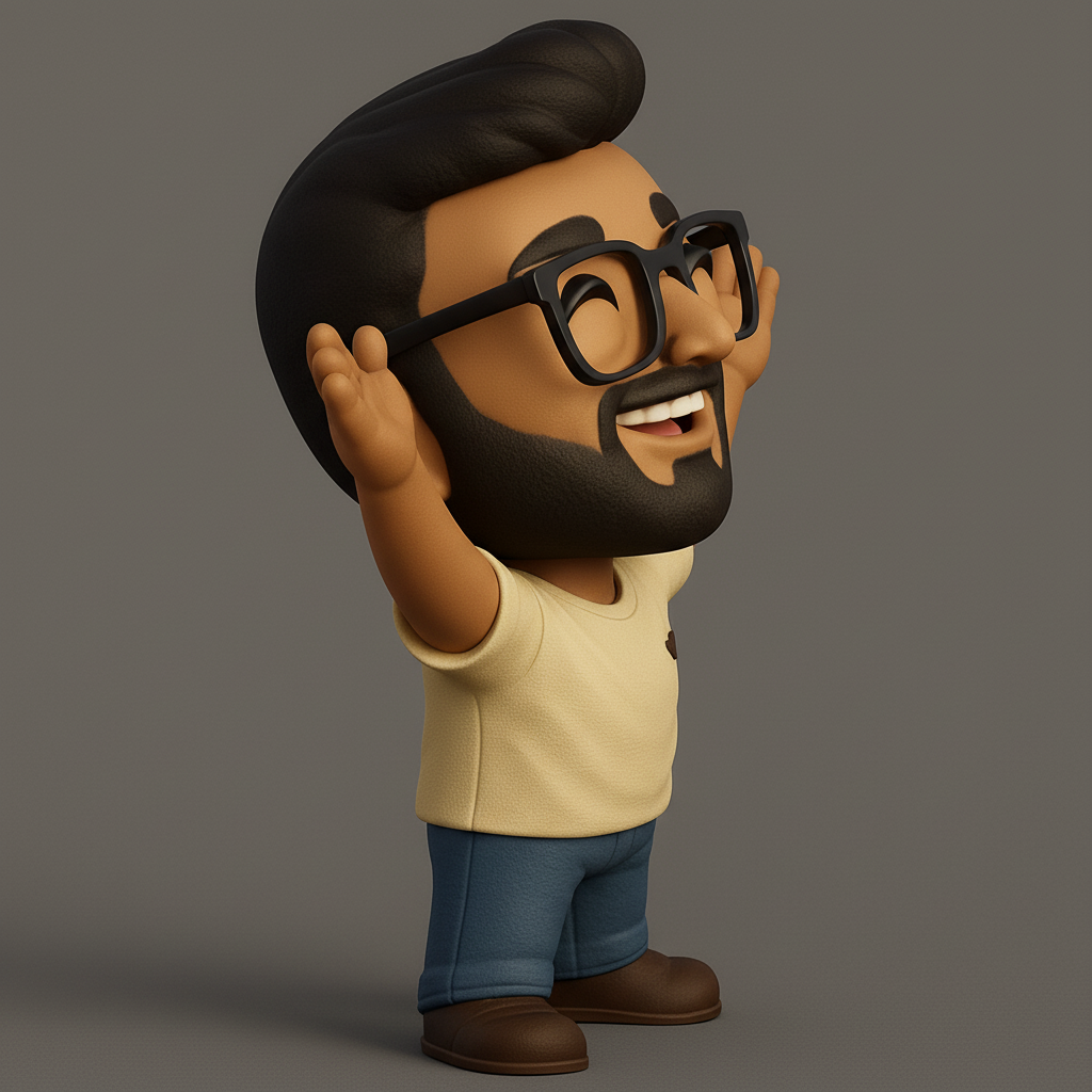 face anatomy 3d model-create 3d face model from photo_Joyful Bearded Chibi Guy 3D Print - Expressive Desk Buddy
