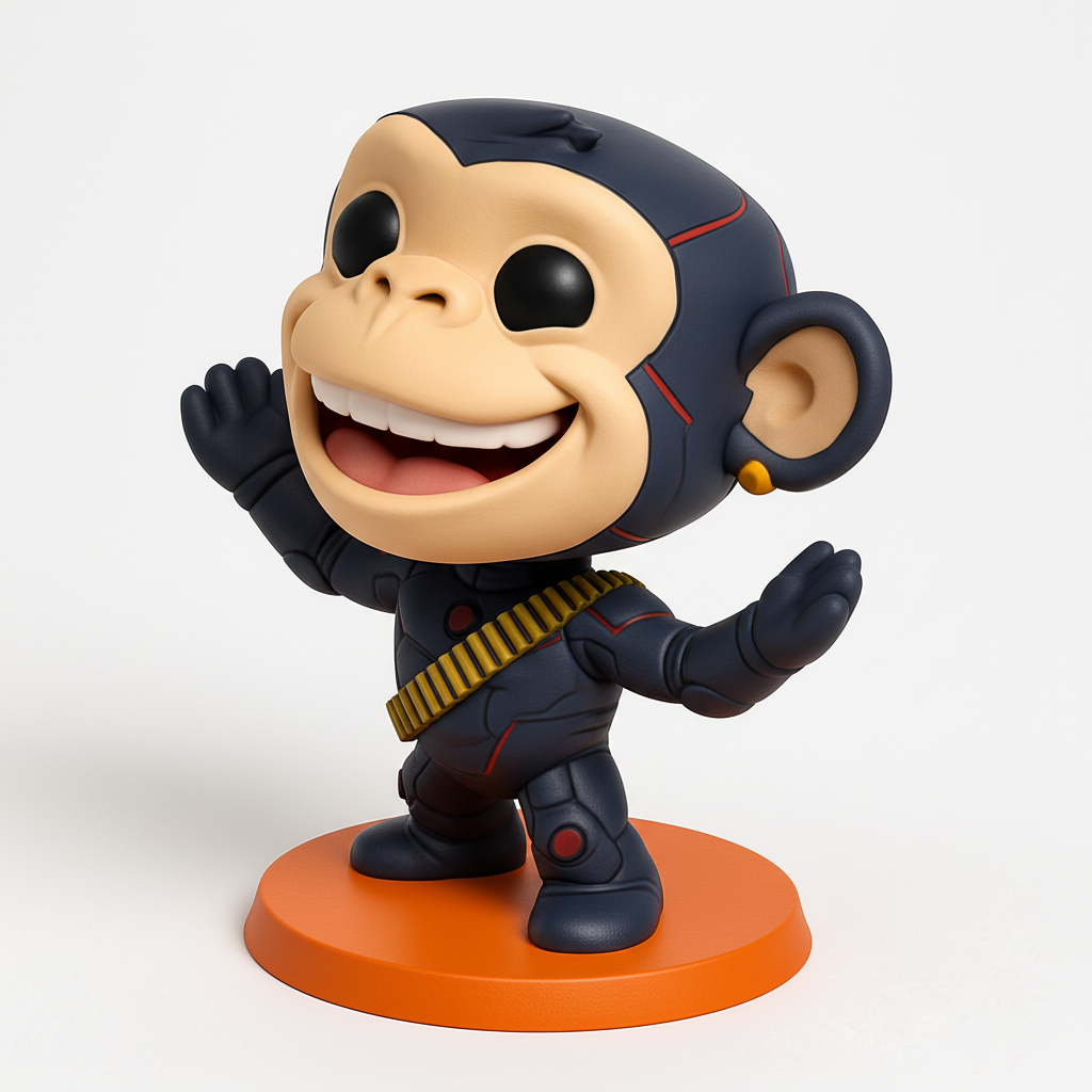 face to 3d model ai-3D portrait printing from photo_Chimp Agent Funko-Style Collectible Figurine