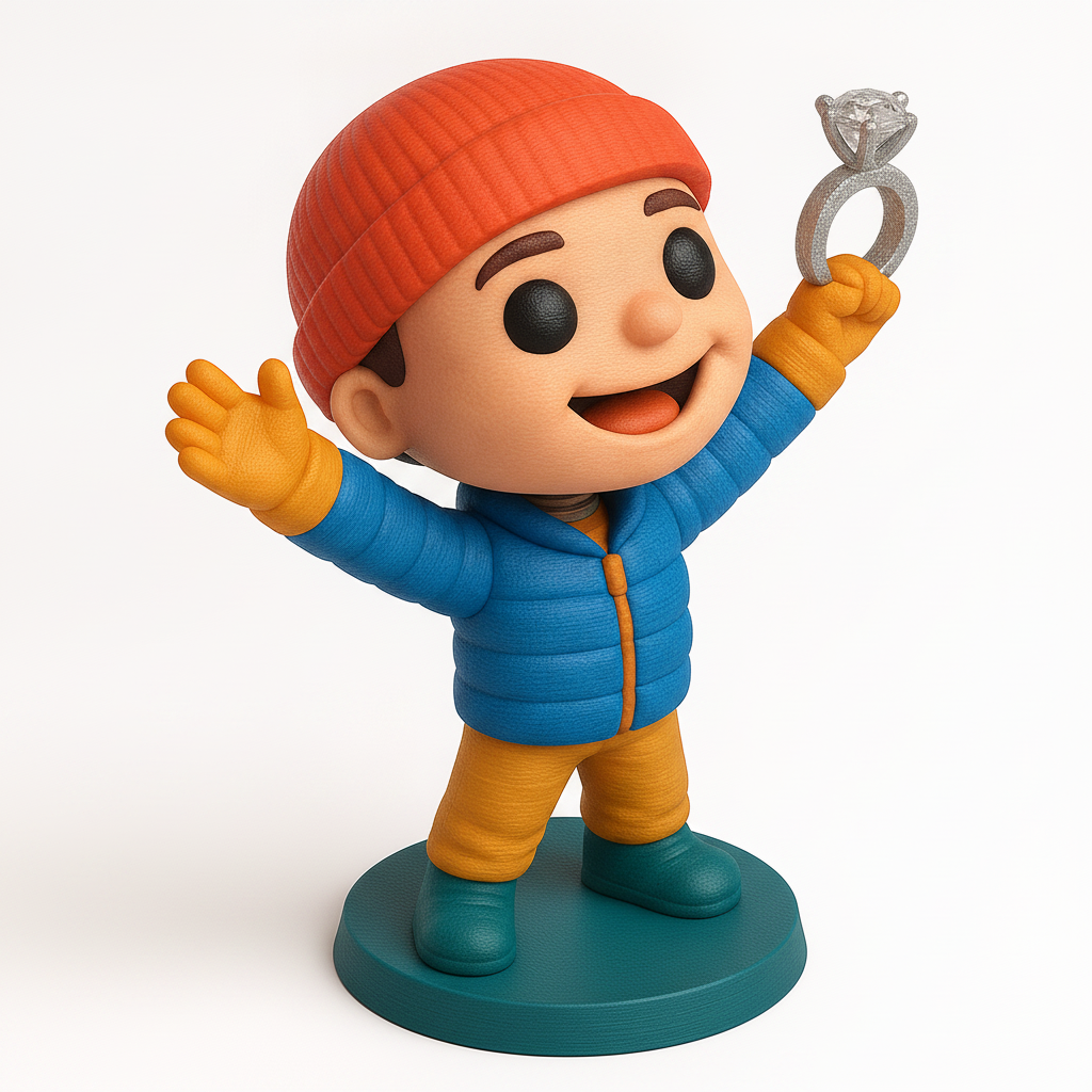 face to 3d model ai-3D portrait printing from photo_Adorable Proposer Figurine: Your Next Big Question