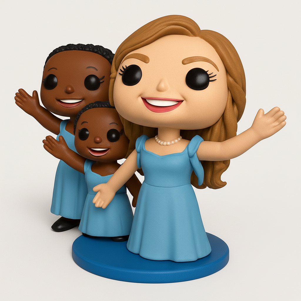face to 3d model ai-3D portrait printing from photo_Funko Pop-Style Trio: Celebrate Sisterhood & Song