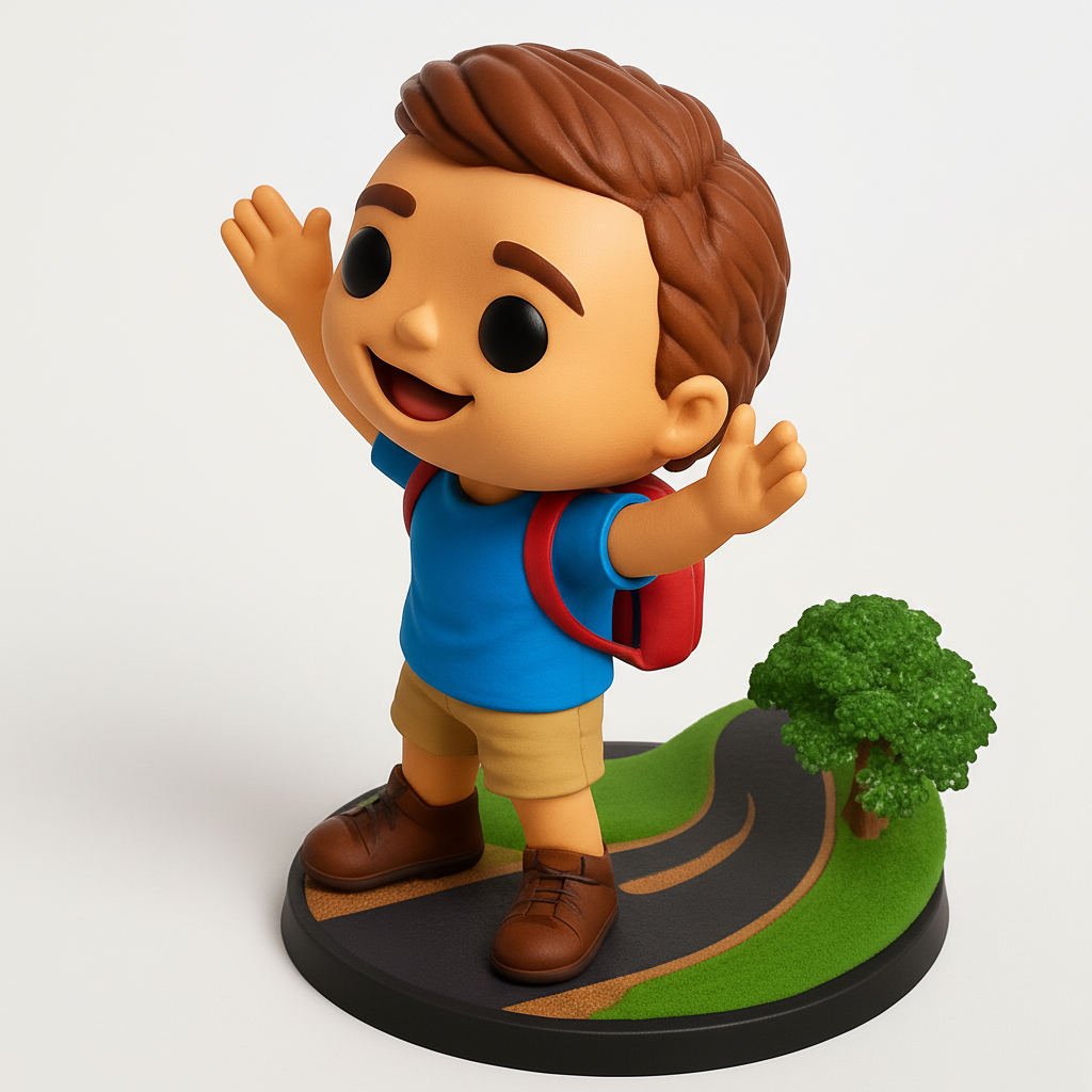 face to 3d model ai-3D portrait printing from photo_Happy Explorer Boy: Desk Buddy & Adventure Figurine