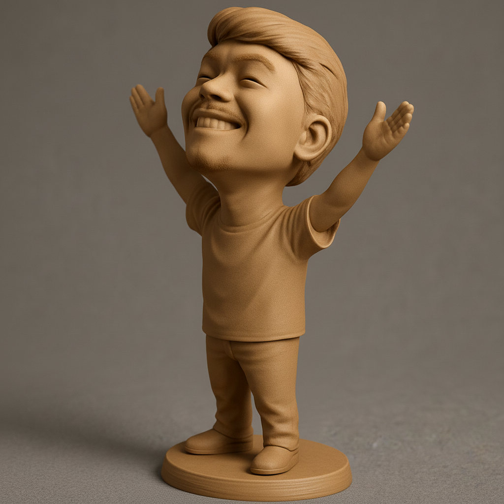 face anatomy 3d model-create 3d face model from photo_Joyful Celebration Man Figurine 3D Print