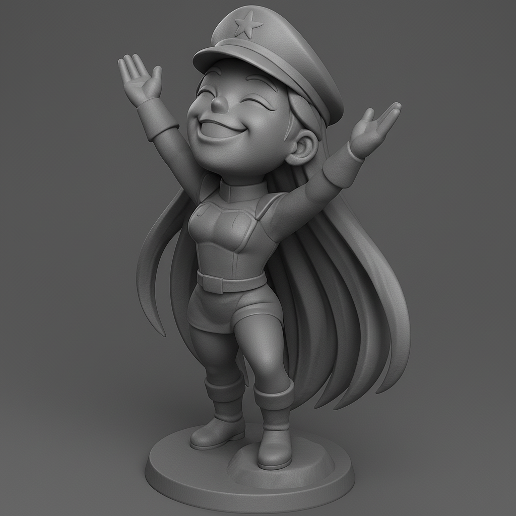 silhouette 3d printer maker-3d portrait printing_Joyful Victory Pose Character Model