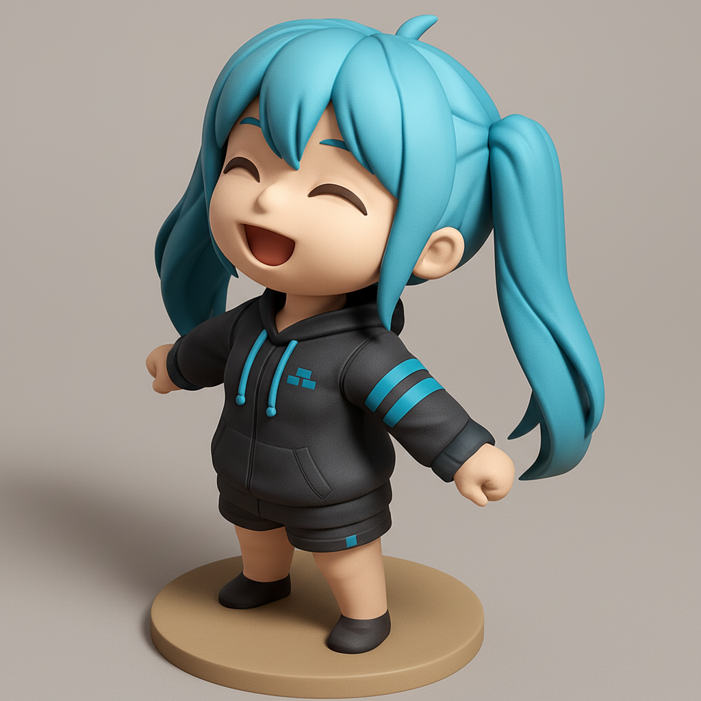 face anatomy 3d model-create 3d face model from photo_Happy Chibi Anime Girl Desk Buddy - Print & Smile!