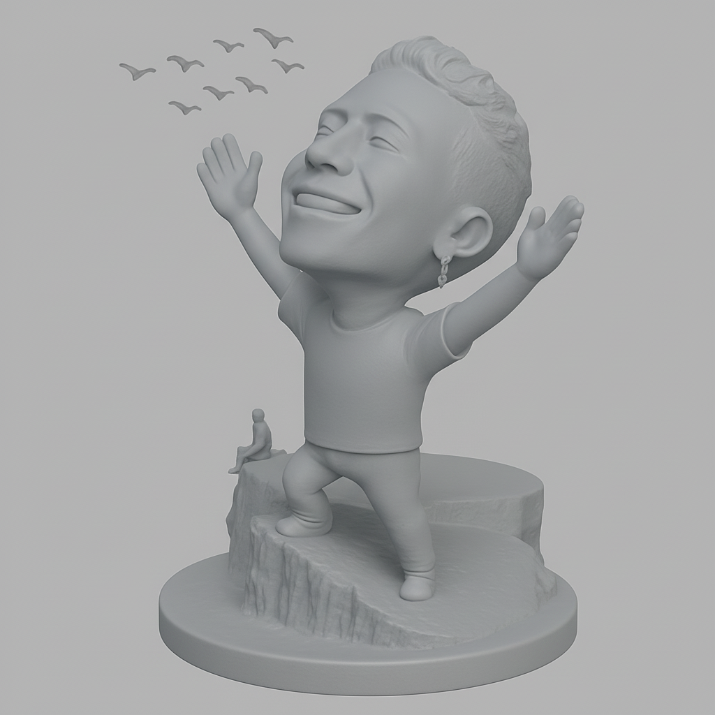 silhouette 3d printer maker-3d portrait printing_Joyful Heights: Embrace Freedom 3D Print