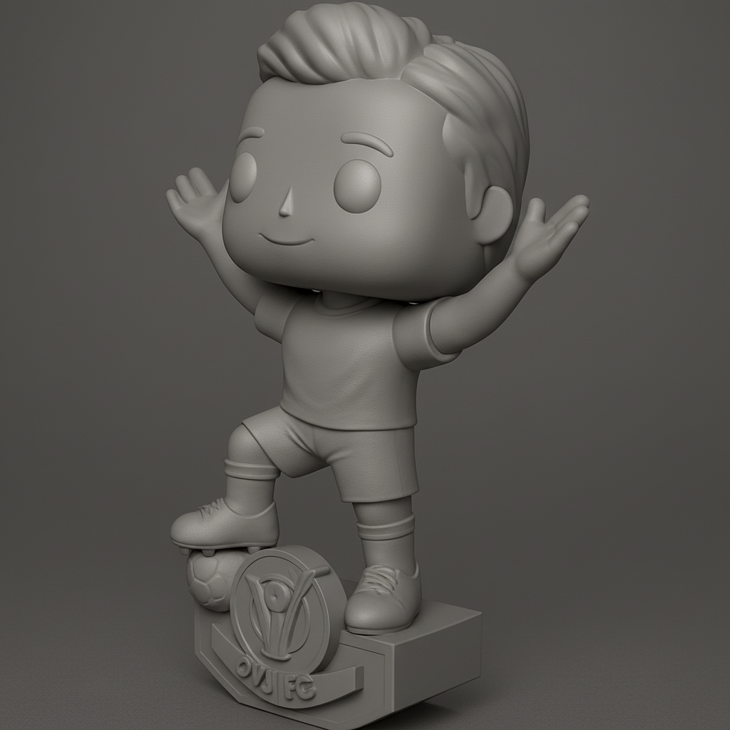 face to 3d model ai-3D portrait printing from photo_OVJ FC Soccer Star Funko Pop Style Fan Art & Trophy