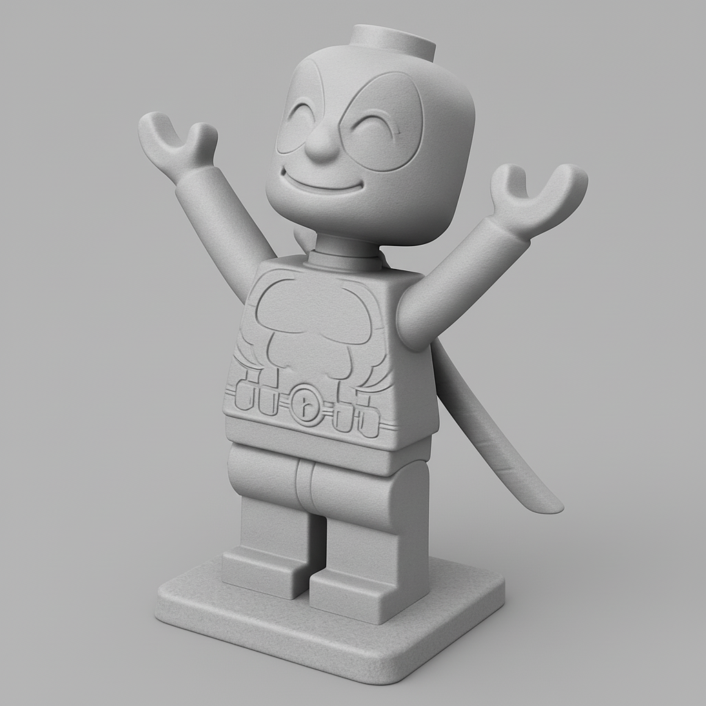 face anatomy 3d model-create 3d face model from photo_Happy Deadpool Minifig: Iconic Anti-Hero Collectible