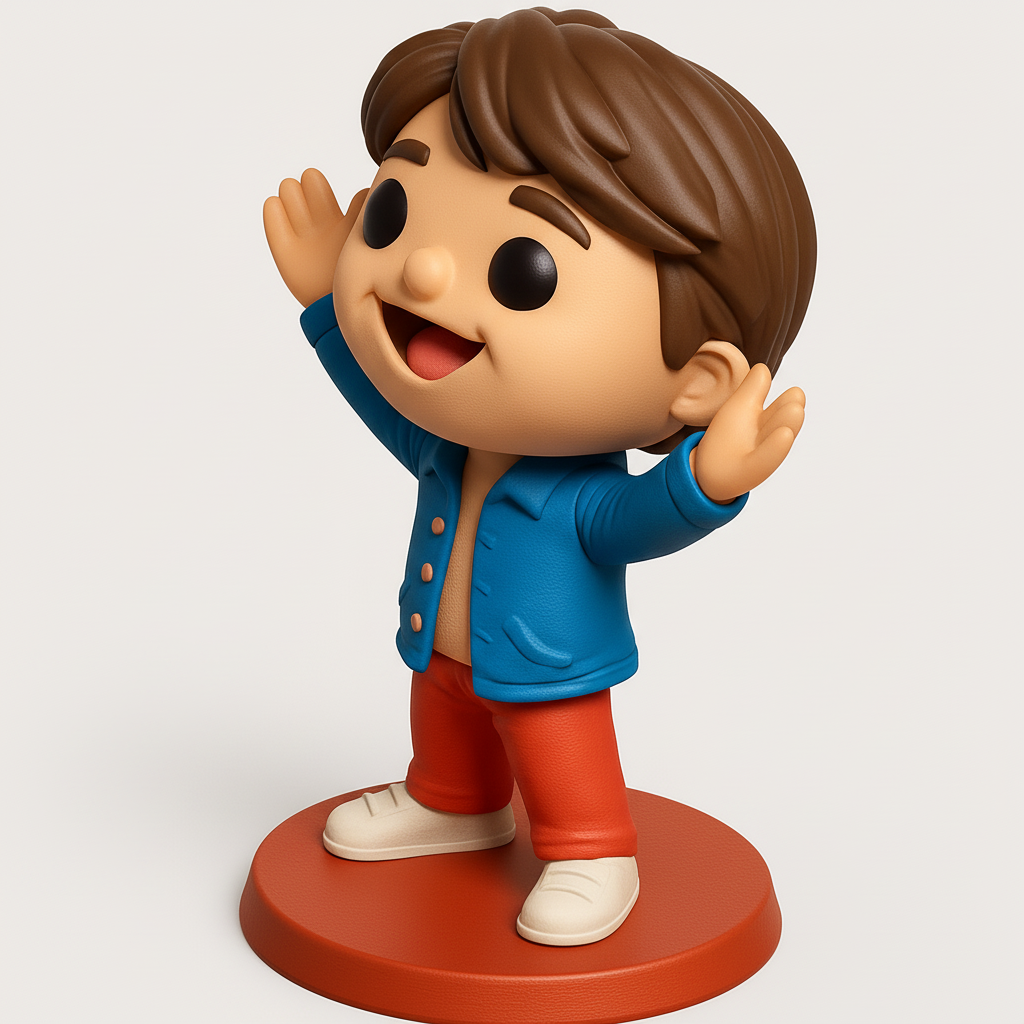 face to 3d model ai-3D portrait printing from photo_Happy Boy Figurine: Your Joyful Desk Companion