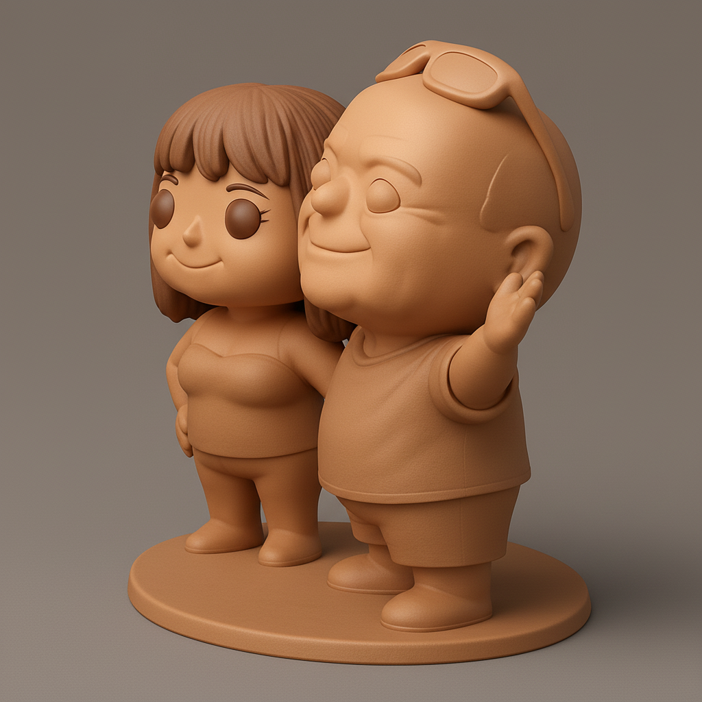 face to 3d model ai-3D portrait printing from photo_Charming Chibi Couple: Celebrate Love & Memories